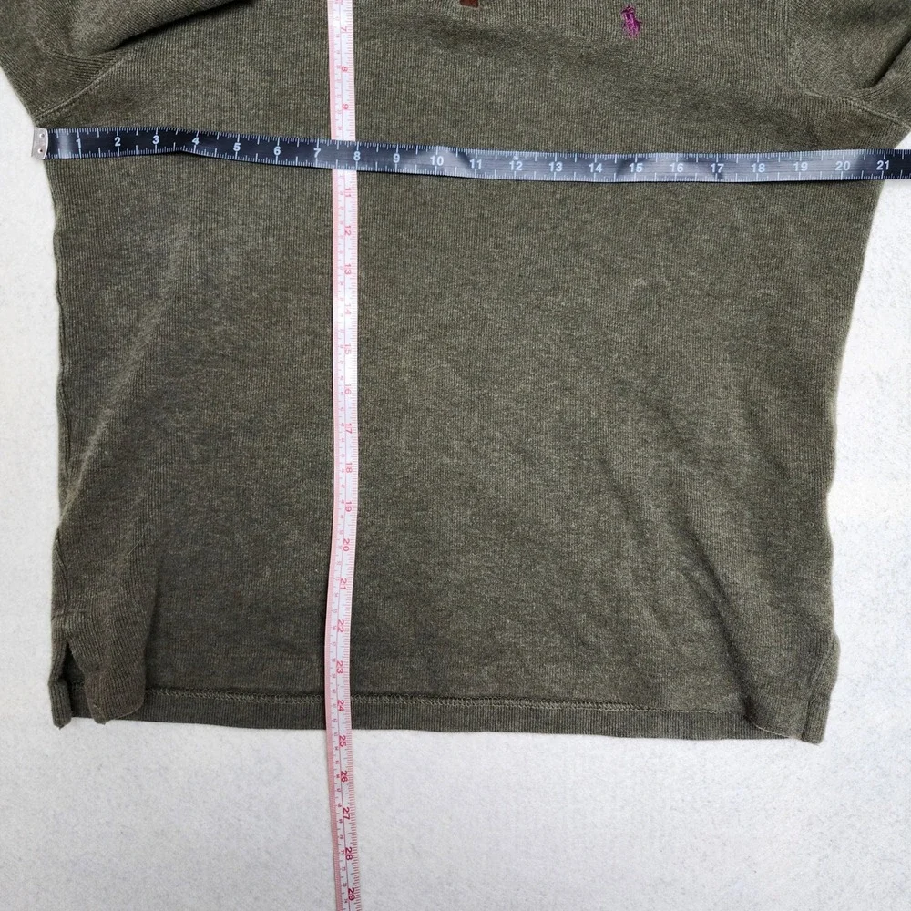 Polo Ralph Lauren 1/4 Zip Pullover Small Olive Green Purple Logo Preppy Academia
